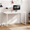 SogesHome Scrivania per computer 100 cm tavolo da lavoro con ripiano portaoggetti, scrivania da ufficio per PC e laptop in legno e metallo