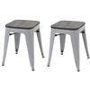 Mendler Set 2X sgabelli poggiapiedi bistrot Design Industriale HWC-A73 Legno Metallo Verniciato - Grigio