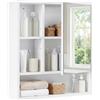 COSTWAY Mobile Bagno con Specchio da Parete, Specchiera Salvaspazio in Legno con Ripiano Regolabile e Scomparti Aperti, Armadietto Pensile per Bagno, Soggiorno e Cucina, 55 x 16,5 x 61 cm (Bianco)