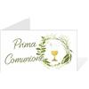 Gicaprice Bigliettini bomboniere Comunione Personalizzati con Stampa Inclusa | Bigliettini Confetti Comunione Personalizzato | Bigliettini bomboniere Stampati | Eventi | Feste (20 Bigliettini - Calice Verde)