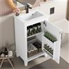 Moimhear 51 x 34 x 83 cm, mobile da pavimento, lavabo, laccato, mensole per porte, ripiani regolabili, lavabo in ceramica integrato (bianco)
