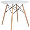 LANTUS Tavolo rotondo da pranzo scandinavo design bianco con gambe in faggio tavolo Tower Wood Ø70 cm, tavolo da pranzo scandinavo in legno di faggio (70 x 70 cm)