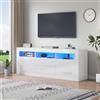 boorbin Mobile TV lucido con illuminazione a LED, 160 x 35 x 60 cm, 3 scomparti aperti, 2 porte, 2 cassetti, controllo smart app, per TV da 70 pollici, supporto per TV lucido (bianco)