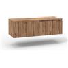 AQA DESIGN base portalavabo con top 1 cestone, sotto lavabo da bagno frontale in MDF cannettato, mobile sottolavabo top di copertura, nr1 cassetto con - Rovere miele - 120x45x37 cm