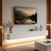 Ribanedy Mobile TV Sospeso Moderna con luce LED | Consolle Multimediale da Parete | Grande Mobile TV con Spazio di Archiviazione per Soggiorno e Ufficio (Bianco, 120cm)