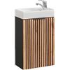 Lomadox Mobile da bagno, 41 x 66 x 22 cm, piccolo per ospiti, con lavandino, in ceramica, antracite con rovere Nb. nero scanalato