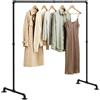 CLP Stand Appendiabiti Jersey in Metallo Stabile, Autoportante, Regolabile in Larghezza, Design Industriale, Colore:Nero, Dimensione:150 cm