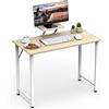 HAMHAIGO Scrivania per computer Beige Scrivania con rialzo per monitor, 100x50cm scrivania tavolo da studio scrivania per computer con supporto per ufficio