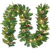 Aufun Ghirlanda Natalizia con Illuminazione, 8 m, 125 LED, per Interni ed Esterni, Decorazione Natalizia, Colore Bianco Caldo (500 cm, pigne Rosse)