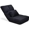 GYMAX Divano Letto, Poltrona Pieghevole a 3 Segmenti, Regolabile in 5 Livelli con Cuscino, per Soggiorno, Camera da Letto, Moderno (nero)