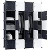 HENGMEI Armadio 20 scaffalature a cubo in plastica PP appendiabiti portatile con 2 aste appendiabiti per vestiti, libri, giocattoli, 145 x 178 x 37 cm