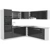 Vicco Cucina angolare completa R-Line, Antracite lucido, 247 x 46 cm senza piano di lavoro, per disposizione flessibile ed espansione modulare