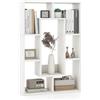 COSTWAY Libreria in Legno, Scaffale Aperto Geometrica a 7 Cubi, Scaffale da Esposizione con Dispositivo Anti-Ribaltamento, per Ufficio Soggiorno Camera da Letto, 60x20x90 cm (Bianco)