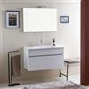 Kiamami Valentina - Mobile Bagno Sospeso 90Cm Bianco Legno Lavabo E Specchio | Sole