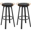 WOLTU Set di 2 Sgabelli da Bar con 4 Gambe e Poggiapiedi, Sedie Alte da Cucina in Metallo e PU, con Seduta Rotonda Φ 35,5cm, Carico di 120kg, Antracite, BH330an-2