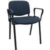 SEDIAOFFICE - Sedie Ufficio Senza Ruote con Braccioli, Sedia Scrivania Ergonomica, per Studio, Sala D'Attesa, Sala Riunioni e Conferenze, Comoda Sedia Ufficio in Tessuto (2 Braccioli, Grigio)
