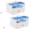 CHOWGOLI Comodino Sospeso, Set da 2 pezzi, Comodino da Parete Montaggio con Presa e Funzione di Ricarica, con Striscia LED, Comodini Sospesi con Cassetto, Camera da Letto Bianco, 42x30x24,5cm