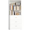 HOMCOM Libreria Scaffale Alta 182.2 cm a 3 Ripiani Aperti e 3 Cassetti, Libreria Verticale Salvaspazio, Mobile Portaoggetti in Legno per Soggiorno, Camera da Letto, Studio e Ufficio, Bianco