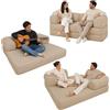 bananair - Divano 2 Posti Prodotto in Francia - Divano Letto Modulare in Schiuma ad Alta Densità e Tessuto in Velluto a Coste - Design Innovativo Boneless Couch, Spedito Compresso (Beige)