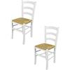 t m c s Tommychairs - Set 2 Sedie Venezia per cucina bar e sala da pranzo in Faggio Laccato Bianco e seduta in paglia