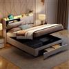 NNXHWY Letto matrimoniale con contenitore,Letto imbottito matrimoniale 140x200 cm,Letto cassetti con LED regolabile,Ricarica USB,Cassetti portaoggetti ai piedi del letto,Tessuto in Velluto (Bianco, 140cm)