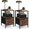 IDMarket - Set di 2 comodini Utah, 1 cassetto e 1 nicchia, Effetto Hawkins