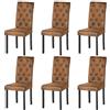 Liink1Ga La Sedia Set di 6 Sedie Imbottite Marrone Sala da Pranzo Cucina, Set 6 Sedie in Legno Suede Marrone per Cucina da Soggiorno/Ristorante/Caffetteria/Ufficio/D'attesa/Caucciù 3 CM, Alta 98 CM