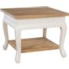CLP Tavolino quadrato in legno 60x60 cm Thordis, tavolo da salotto a 2 livelli con spazio di archiviazione, stile Shabby Chic rustico, Colore:natura/bianco, Dimensione:60x60 cm