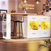 Huayz Tavolo da bar allungabile a 360° (135-203 cm), tavolo da pranzo allungabile con spazio di archiviazione, tavolo da bistrot per sala da pranzo, con LED, colore regolabile, per soggiorno, sala da