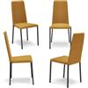 REDÒKASA Set 4 sedie imbottita modello BETTY STYLE per interni, design moderno, gambe quadre in metallo, schienale e seduta rivestiti con tessuto morbido al tatto (Ruggine, 4)