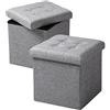 WOLTU Sedia a Cubo Pouf Sgabello Pieghevole Cassapanca Contenitore Poggiapiedi in MDF Oxford Lino Grigio Chiaro 2 Pz
