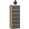AKORD | Cassettiera a 6 Cassetti | Credenza Alta | Moderna Mobiletto per Soggiorno Sala da Pranzo Camera da Letto | Armadio Cameretta | 35x40x109 cm | Rovere Artisan & Grigio Grafite Frontale