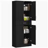 HOMCOM Credenza da cucina, armadio da cucina, credenza, alto 2 ripiani regolabili, 4 porte, 2 armadi e 1 cassetto centrale, altezza 180 cm, nero