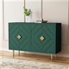 HOLTICO Credenza Moderna con 4 Ante, Armadietto con Design a Rilievo Geometrico, Mobile Multifunzione per Soggiorno, Cucina e Camera da Letto, 4 Colorazioni Esclusive, Verde Salvia