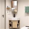 DYUNCZ Mobile Bagno Angolare Sospeso con Lavandino e Specchio, Piccolo Contenitore for Lavanderia (45cm)