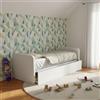 MOBILFINO CAMERETTE Letto Singolo con Letto Estraibile, trasformabile in Matrimoniale. Testate Personalizzabili, reti in Acciaio e doghe in faggio - Testate Alte, Bianco