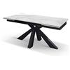 PAZZO DESIGN Tavolo allungabile Luciano,Piano In Ceramica Bianco Statuario, Gambe Metallo Nero, 160 x 90 x 76 cm - id_1927