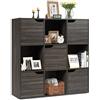 KOMFOTTEU Libreria a 9 Cubi con 5 Ante, Armadietto Libreria con Chiusura Magnetica, Mobiletto Armadietto Scaffale, 90 x 29 x 90 cm (Marrone)