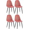 CLP Set 4 Sedie Da Pranzo Napier Decorative I Tessuto I Velluto I Similpelle | Colore arancione Materiale Stoffa