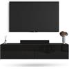 Planetmöbel Mobile TV West, porta TV lungo 140 cm, mobiletto TV sospeso o da appoggio, mobile TV per soggiorno, mobile porta TV 37,8 x 140 x 30 cm, nero