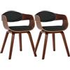 CLP Set 2 sedie ergonomiche Kingston, poltrone con schienale avvolgente, struttura in legno, max 150 kg, Colore:noce/nero, Colore del telaio:noce