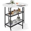 COSTWAY Tavolo da Pranzo 100 x 100 x 80 cm, Tavolo Pieghevole Salvaspazio per 2-4 Persone con 2 Mensole di Stoccaggio e Ruote Bloccabili per Soggiorno, Appartamento e Ufficio (Bianco)