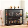 Koubhyj 80x33x73cm Vetrina Acrilico Trasparente, 2 Strati Moderna per Soggiorno, Vetrinetta in Vetro per Uffici, Camere Da Letto, Nero/Trasparente su Tre Lati