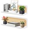 Qivine 2 Pezzi Mensola da Muro in Legno, Bohémien Rattan Mensole Bagno, Mensola Cucina Salvaspazio, per Cameretta, Bagno, Soggiorno, Cucina Decorazione 40x12,2x13 cm