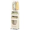 COSTWAY Carrello Lavanderia a 4 Livelli con Barra Appendiabiti, Cesta Pieghevole con Ruote Bloccabili, 2 Cestini, 8 Ganci Appendiabiti, Carrello Salvaspazio per Lavanderia e Bagno (40 x 30 x 158 cm)