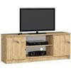 AKORD | Mobile per TV in Legno K 140 | Mobiletto Porta Televisione Soggiorno | un ripiano aperto | 2 Ripiani con Ante a Sinistra e a Destra | 55 x 140 x 40 cm | Peso 40kg | Rovere Artigianale