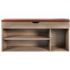Brigros WeHome - Cassapanca Scarpiera Con Seduta Imbottita, Scarpiera Salvaspazio, Panca Contenitore, Mobile Ingresso Per Arredamento Casa Con Cassette Legno (Rovere, 3 Scomparti, 63x115x24)