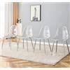 Generic Set di 6 sedie da pranzo moderne in acrilico trasparente metà secolo, per cucina e sala da pranzo, con gambe in metallo argentato, per soggiorno e camera da letto