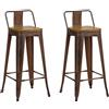 Totò Piccinni Sgabello Industry con SEDUTA in LEGNO e schienale in Metallo Design Industriale (Bronzo, 2 Sgabelli)
