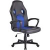 CLP Sedia Gaming Ufficio Elbing in Similpelle I Poltrona Racing Scrivania con Braccioli E Rotelle I Poltrona Ergonomica, Colore:Nero/Blu
